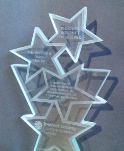 Trophée É-Toile à Diane Mercier par ISOC-Québec 2017